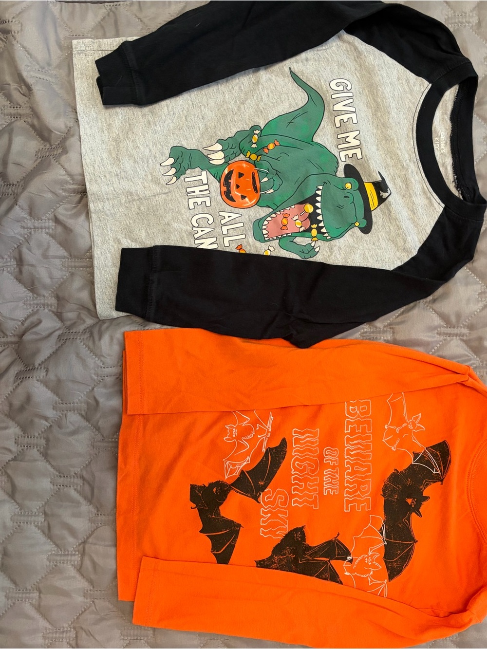 OshKosh B'gosh Kids Long Sleeve Halloween T‑Shirts - Black, Gray, Orange, Green